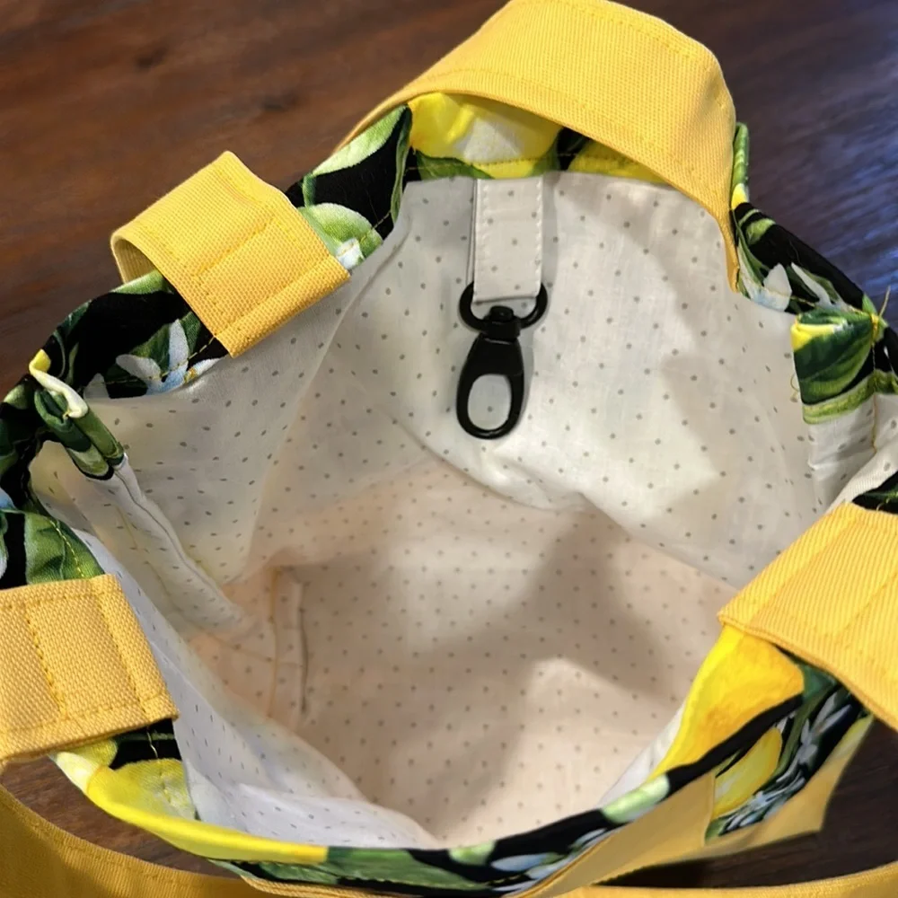Low Start-Artisan Lemon Print Cotton and Canvas Tote